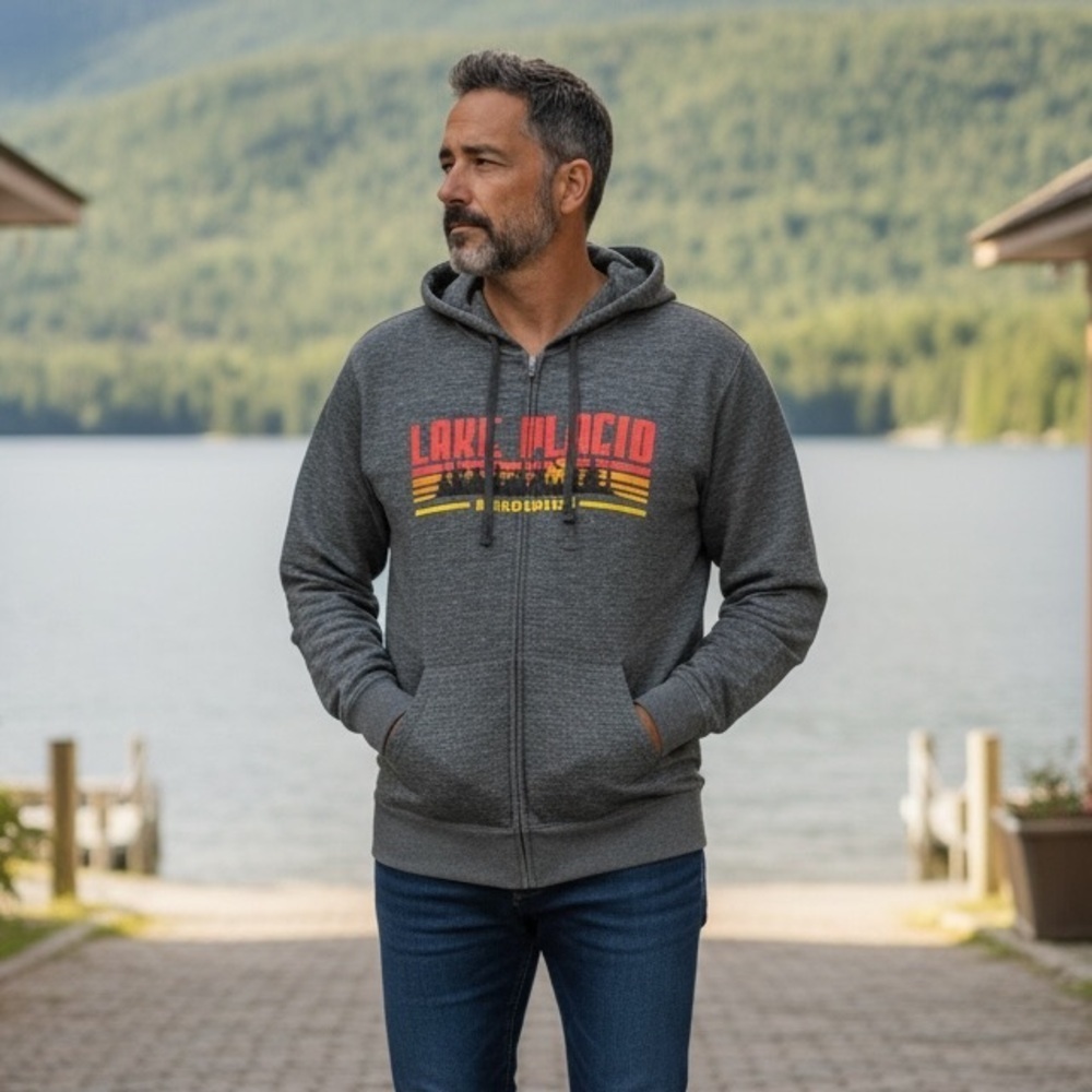 Men’s Retro Design Lake Placid Full Zip Hoodie 2XL